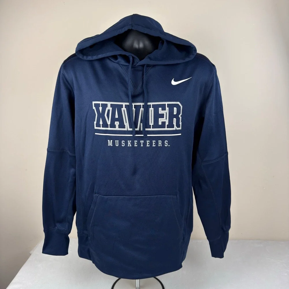 Nike Xavier Musketeers Therma-FIT Hoodie Mens Medium Blue Pullover Sweatshirt